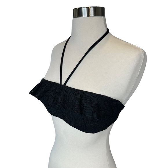 Ralph Lauren Bikini Top Womens Strapless Halter Crochet Light Padded Black Small - Picture 9 of 12